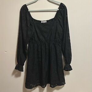 Black knee length long sleeve dress by Inspired Hearts, size medium